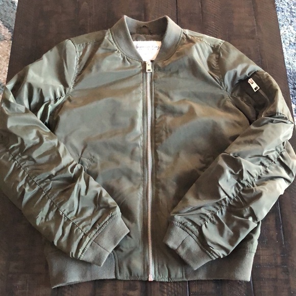 American Rag M Flight Bomber Jacket Zip Up Punk Old School Green Grunge NWOT - Picture 15 of 16